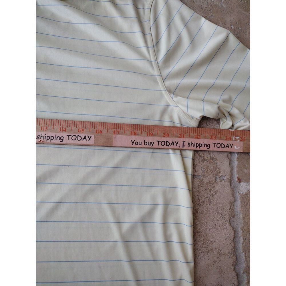 Greg Norman Polo Shirt Mens Medium Yellow  Striped Short Sleeve‎ Play Dry ML75 - Picture 3 of 9